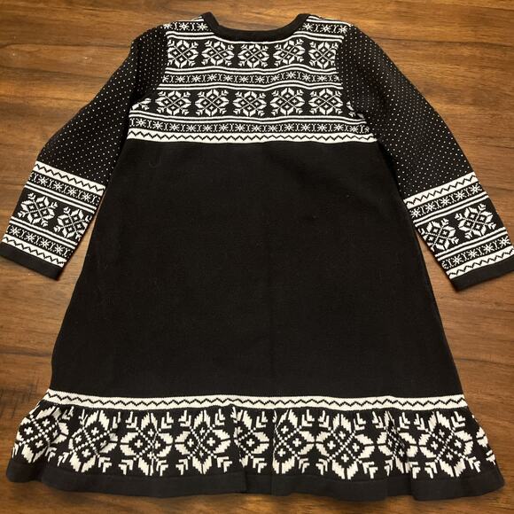 Hanna Andersson Black & White Sweater Dress Size 100cm/US 4 Fair Isle Euro Norm - Picture 8 of 11